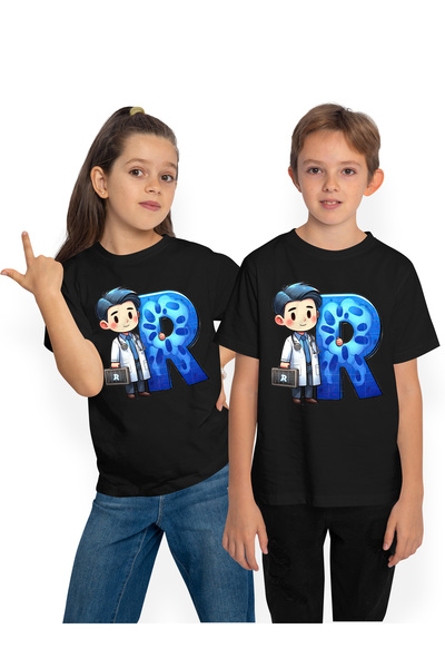 StoryGift Romania Tricou Copii Cu Un Doctor Care Tine Litera "r", Ilustratie,...