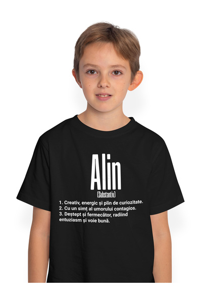 StoryGift Romania Tricou Copii Baieti Cu Numele Alin, Cu Mesaj Motivational, ...
