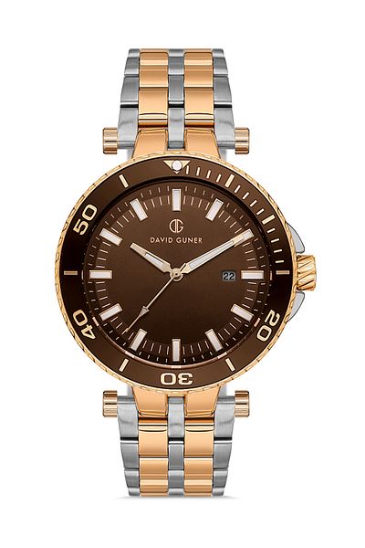 DAVID GUNER Rose White Coated Brown Dial Men's Wristwatch Dg-8393Ga-E6