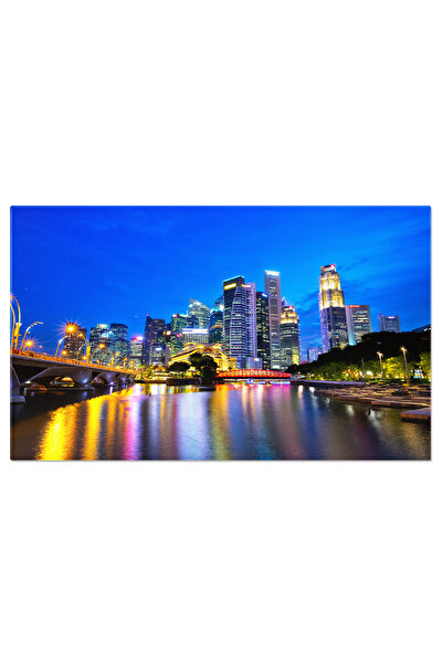 StoryGift Romania Tablou Canvas Orasul Singapore La Apus, Skyline, Pod, Centr...
