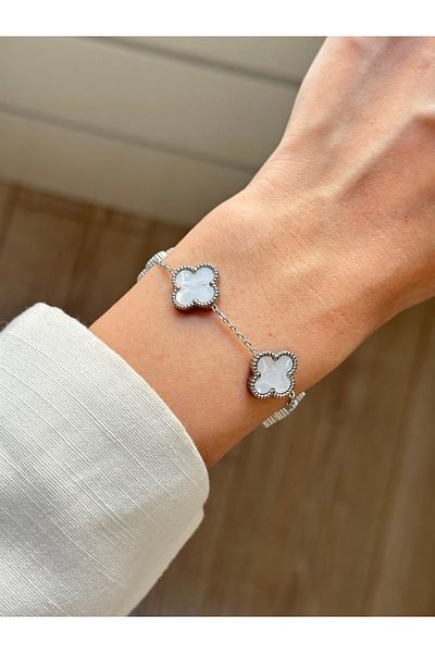 YOUES JEWELRY 316L Steel Clover Bracelet Women Men Unisex Bracelet Double Sided Bracelet
