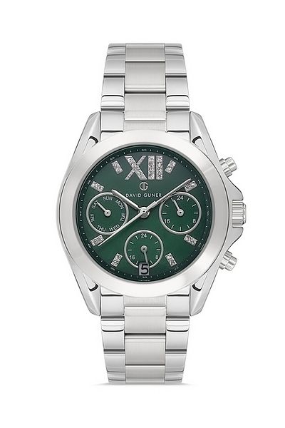 DAVID GUNER Women's Wristwatch Dg-8650La-A10 with Silver Coated Green Dial