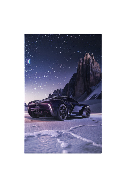 StoryGift Romania Tablou Canvas: Model De Mașină Și Peisaj De Iarnă Cu Cer În...