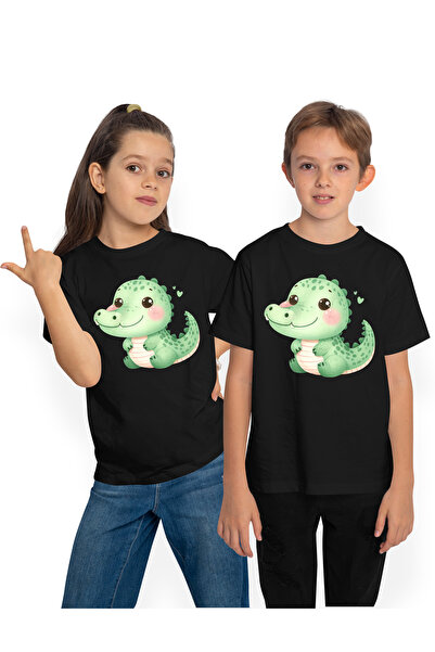 StoryGift Romania Tricou Copii Cu Un Crocodil Vesel, Ilustratie, Bucurie, Ini...