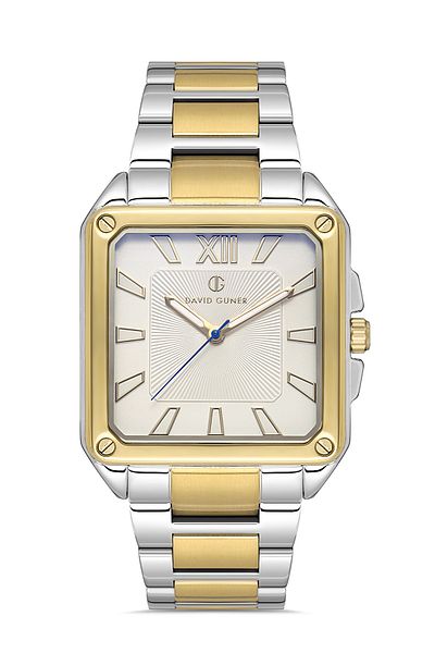 DAVID GUNER Yellow Silver Plated - Silver Dial Men's Wristwatch