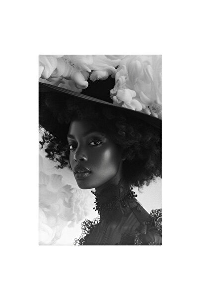 StoryGift Romania Tablou Canvas Portret În Alb Și Negru Doamna În Rochie Și F...