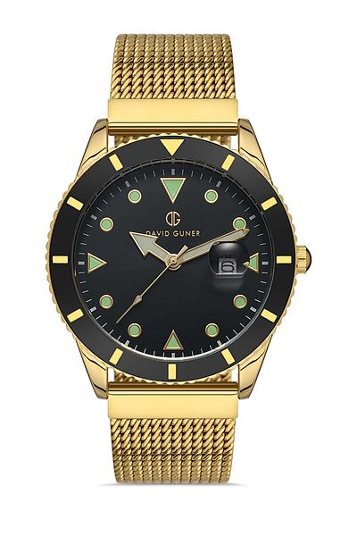 DAVID GUNER Steel Knitted Cord Men's Wrist Watch with Calendar