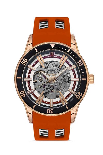 DAVID GUNER Rose Coated Black Dial Men's Wristwatch Dg-8619Gd-Zv1