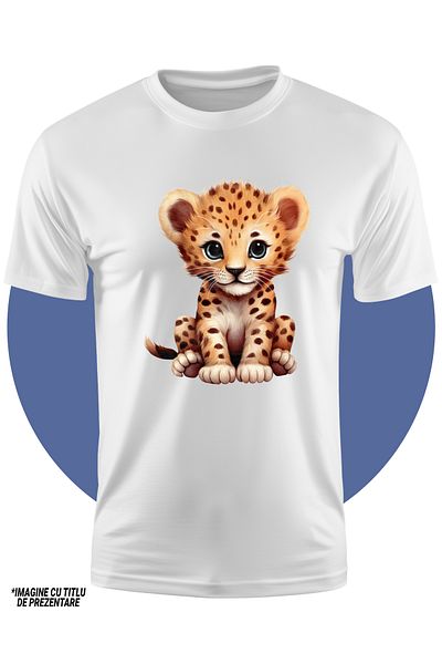 StoryGift Romania Tricou Copii Cu Un Pui De Tigru Vesel, Ilustratie, Fericit, Jucaus, Copilarie, Grija, Pent
