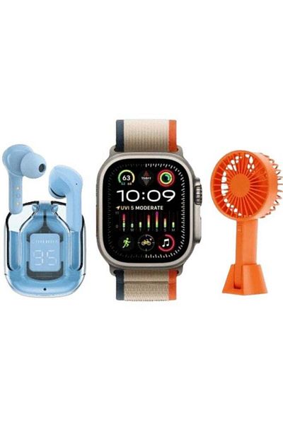 Generic 6 in 1 Ultra Watch D96 PLUS Smart Watch and Earphone with 3 Additional Replacement Strap and