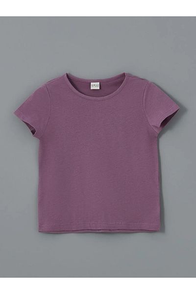 LC Waikiki Lcw Eco Purple Crew Neck Girls T-Shirt and Shorts