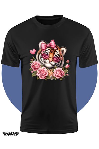 StoryGift Romania Kids T-Shirt With A Tiger Cub Wearing Heart-Shaped Glasses, Illustrated