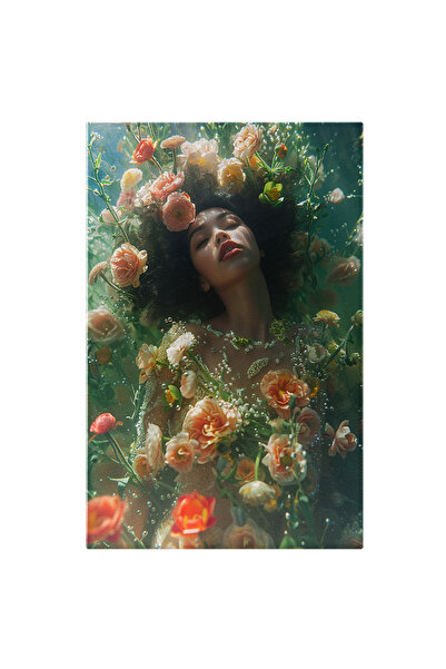 StoryGift Romania Tablou Canvas: Femeie Îmbrăcată În Flori Colorate Și Fundal...