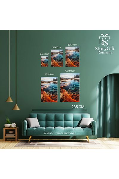 StoryGift Romania Tablou Canvas: Apa Stralucitoare Fenomen Necunoscut Soare Puternic Pictura Digitala