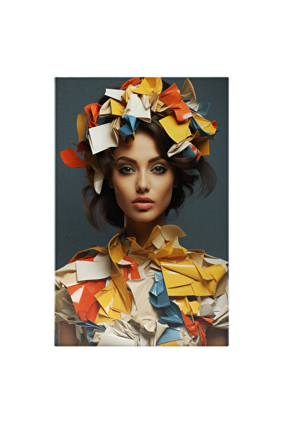 StoryGift Romania Tablou Canvas: Femeie Draguta Cu Vestimentatie Din Mai Multe "materiale" Lipite - Fashion Pict