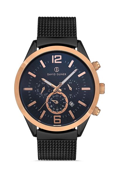 DAVID GUNER Rose Black Coated Black Dial Men's Wristwatch Dg-8368Gc-R2R