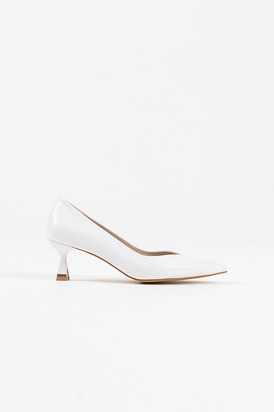 MASSOLE Women's White Leather 5 cm Stiletto Special Design Heel V Model Stylish Daily Comfortable Massole New Season