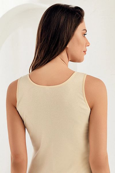 femmefinesse Skin Color Cream Women's 100% Cotton Ribbed Wide Strap Women's Athlete Ceylanoğlu