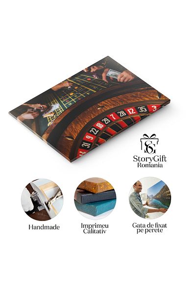 StoryGift Romania Tablou Canvas: Pariuri La Ruleta, Joc De Noroc, Atmosfera De Cazinou