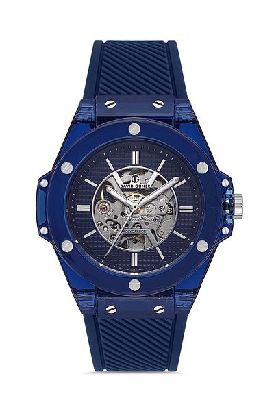 DAVID GUNER Blue Coated Automatic Men's Wrist Watch with Blue Dial - Dg-8659Gd-H3