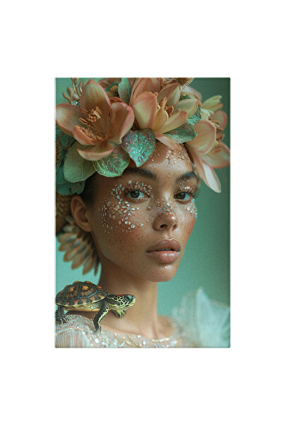 StoryGift Romania Tablou Canvas Mica Broasca Testoasa Care Sta Pe Umarul Fete...