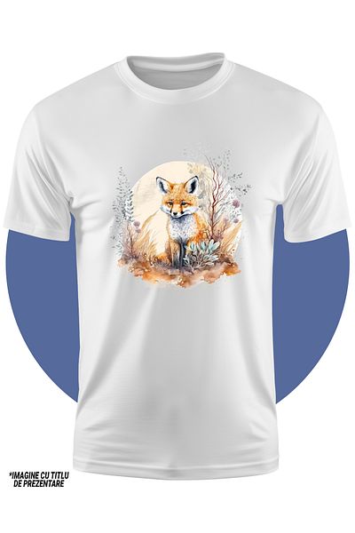 StoryGift Romania Tricou Copii Cu Un Pui De Vulpe Cam Nedumerit, Ilustratie, Cerc, Natura, Plante, Floricele