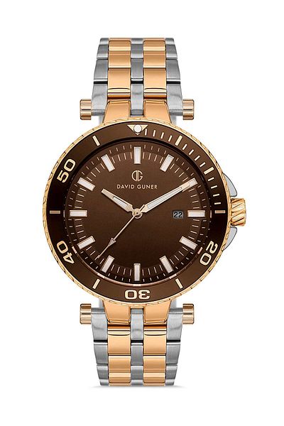 DAVID GUNER Rose White Coated Brown Dial Men's Wristwatch Dg-8393Ga-E6