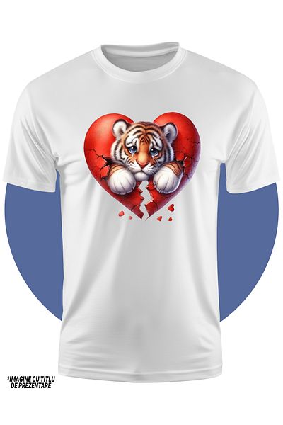 StoryGift Romania Children's T-shirt with a tiger cub crying, illustration, sadness, disappointment, heart r