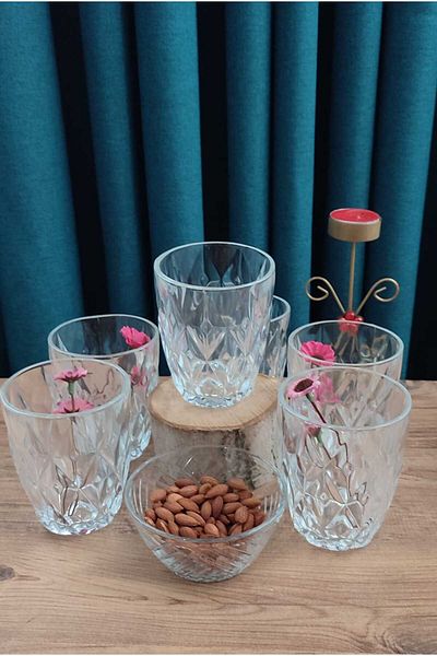ORTAKÖY CENNETİ 6 Pcs Crystal Look Soft Drink Tableware Glass 280 Cc Volume 10 cm Height 8 cm Mouth Measurement