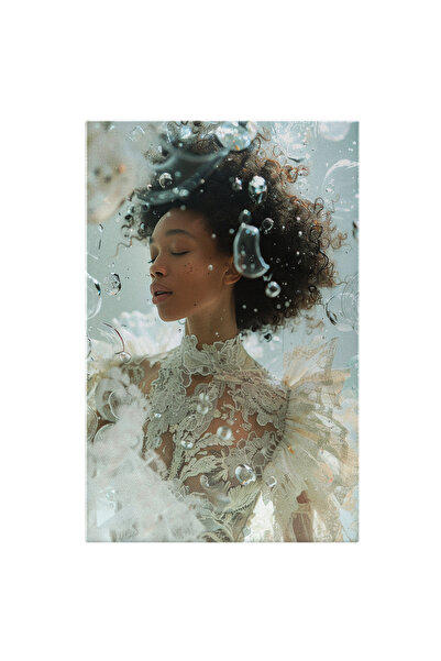 StoryGift Romania Tablou Canvas: Profil De Femeie Creață În Rochie Albă Și De...