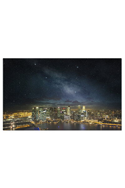 StoryGift Romania Tablou Canvas Silueta Orasului Singapore Sub Un Cer Nocturn...