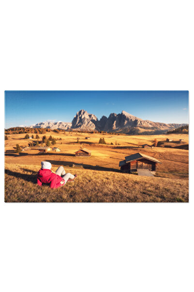 StoryGift Romania Tablou Canvas: Peisaj Rural La Apus De Soare - Farmecul Casei De La Tara In Lumina Tarzie A Zil