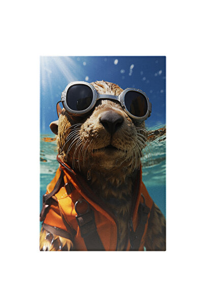 StoryGift Romania Tablou Canvas: Vidra De Mare Cu Ochelari De Scafandru - Apa...