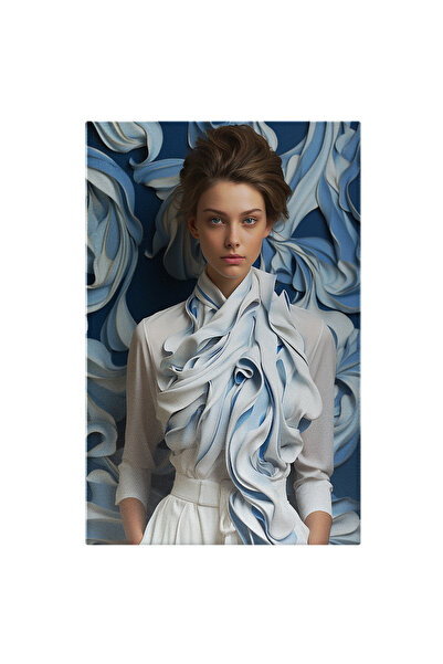 StoryGift Romania Tablou Canvas: Portret Feminin Caucazian În Nuanțe De Alb Ș...