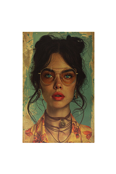 StoryGift Romania Tablou Canvas: Schiță De Desem, Chip Femeie Brunetă Cu Oche...