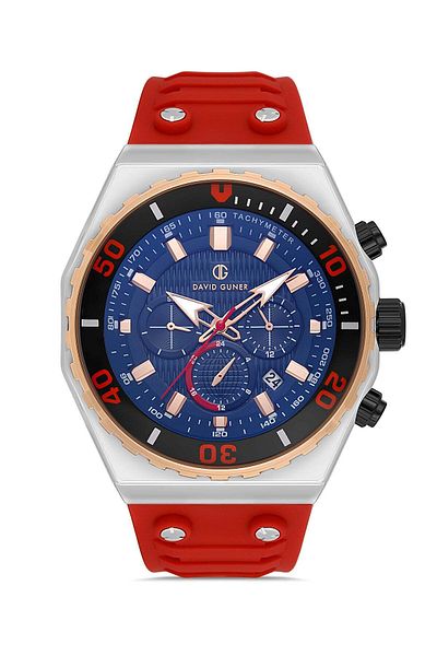 DAVID GUNER Rose White Coated Black Dial Men's Wristwatch Dg-8665Gd-E3