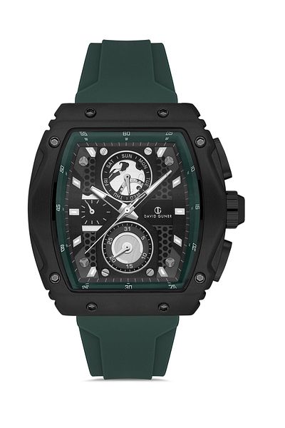 DAVID GUNER Men's Wristwatch Dg-8487Gd-Zf2 with Black Dial in Black Coated