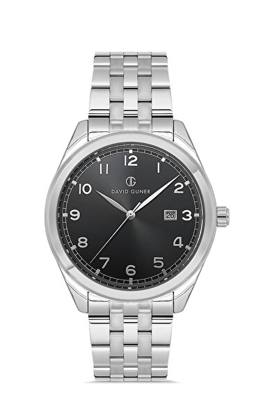 DAVID GUNER Gümüş Kaplamalı Siyah Kadranlı Erkek Kol Saati Dg-8733ga-a2