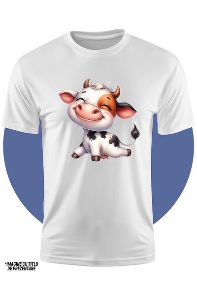 StoryGift Romania Kids T-Shirt With A Cheerful Cow Stretching, Illustration, Physical Exercise, Training
