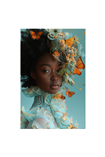 StoryGift Romania Tablou Canvas Imaginea Unei Doamne Cu Piele Cafenie Cu Roch...