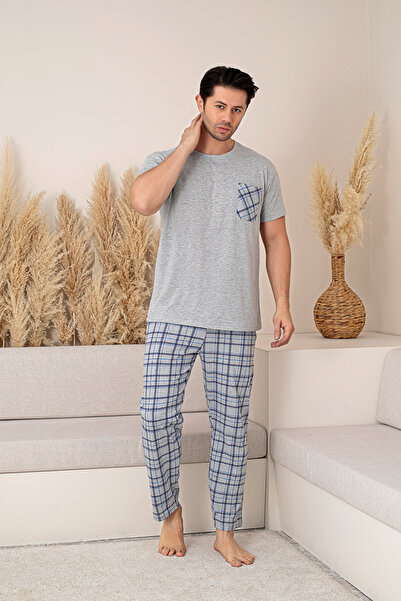 nisaNCa Summer Short Sleeve 100% Cotton Men's Pajama Set- Father's Day Gift- Men's Plaid Pajamas
