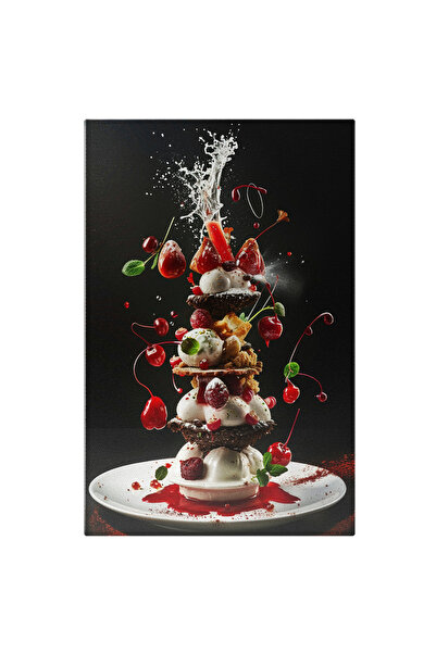 StoryGift Romania Tablou Canvas Culinar Desert Astristic - Înghețată, Zmeură,...