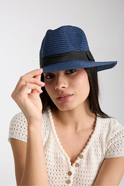 Moda Days Pălărie de paie pentru femei, cu boruri largi, cu panglică, model F...