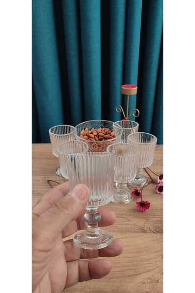 ORTAKÖY CENNETİ Coffee Side Origami Model 6 L Glass Cups 95 Cc Volume. 10 cm Height 5.5 cm Mouth Measurement