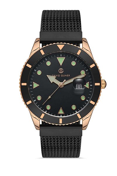 DAVID GUNER Rose Black Coated Black Dial Men's Wristwatch Dg-8328Gc-R2