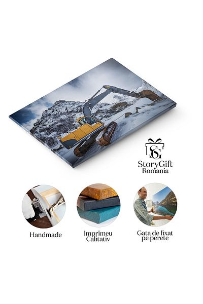StoryGift Romania Tablou Canvas - Iarna Norvegiana In Lofoten: Zapada, Industrie, Excavator: Scandinavie, Rustic