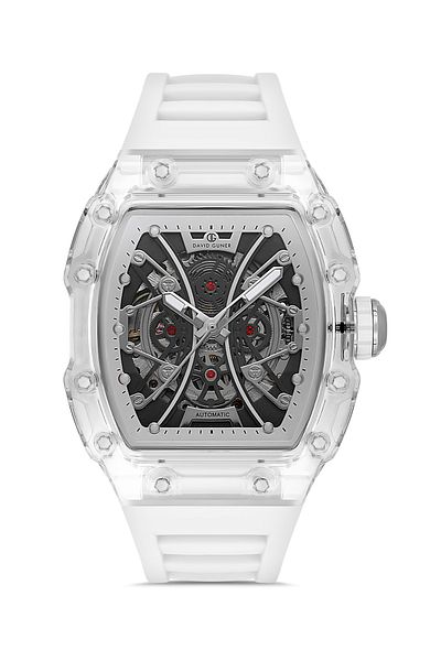 DAVID GUNER Black Dial Automatic White Silicone Band Men's Wrist Watch - Dg-8628Gd-A2