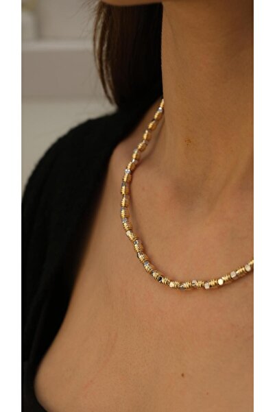 Jerie Gold and Silver Serrated Topcuk Special Series Necklace