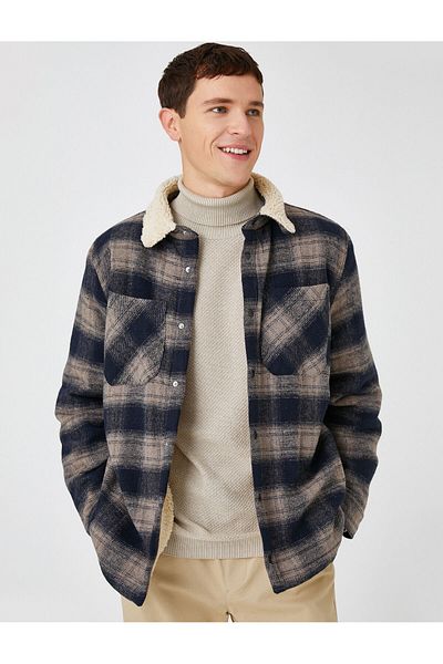 Koton Lumberjack Shirt - Jacket with Pockets and Snaps, Collar Detail