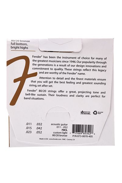 FENDER Fender 70CL Acoustic Guitar Strings, 011-052